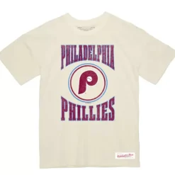Men Mitchell & Ness T-Shirts & Tops-Arched Logo Slub Tee Philadelphia Phillies