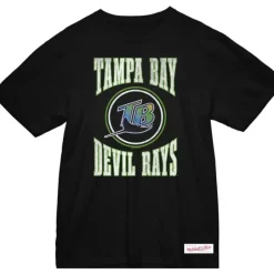 Men Mitchell & Ness T-Shirts & Tops-Arched Logo Slub Tee Tampa Bay Rays