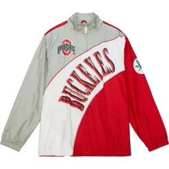 Men Mitchell & Ness Jackets & Outerwear-Arched Retro Lined Windbreaker Ohio State