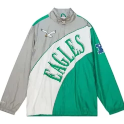 Men Mitchell & Ness Jackets & Outerwear-Arched Retro Lined Windbreaker Philadelphia Eagles