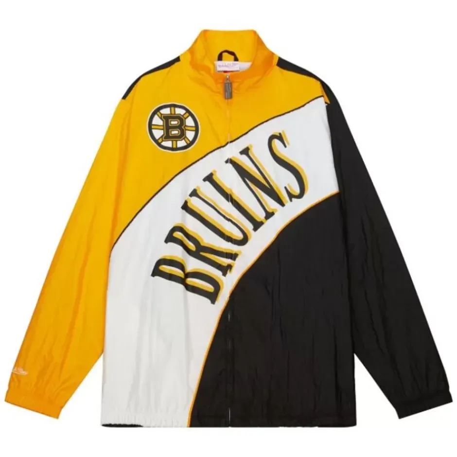 Men Mitchell & Ness Jackets & Outerwear-Arched Retro Lined Windbreaker Boston Bruins