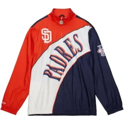 Men Mitchell & Ness Jackets & Outerwear-Arched Retro Lined Windbreaker San Diego Padres