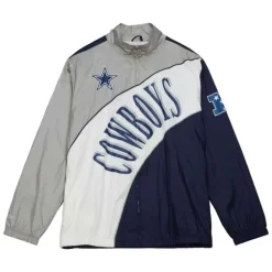 Men Mitchell & Ness Jackets & Outerwear-Arched Retro Lined Windbreaker Dallas Cowboys