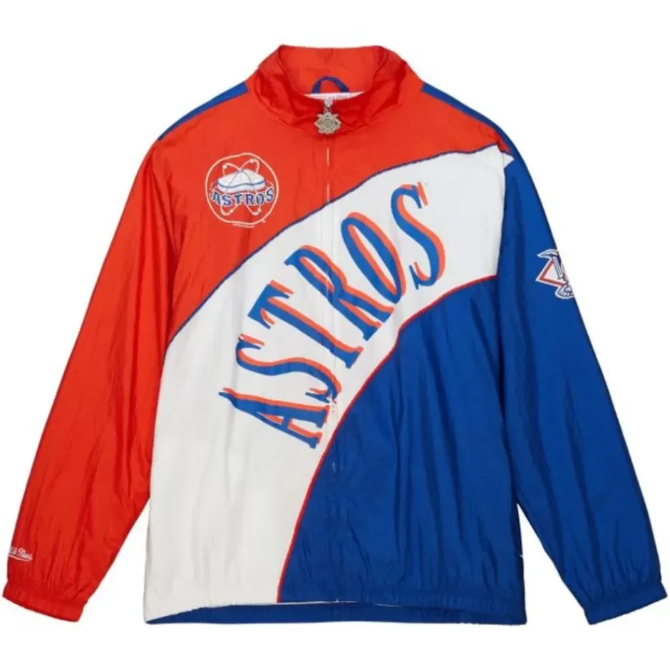 Men Mitchell & Ness Jackets & Outerwear-Arched Retro Lined Windbreaker Houston Astros