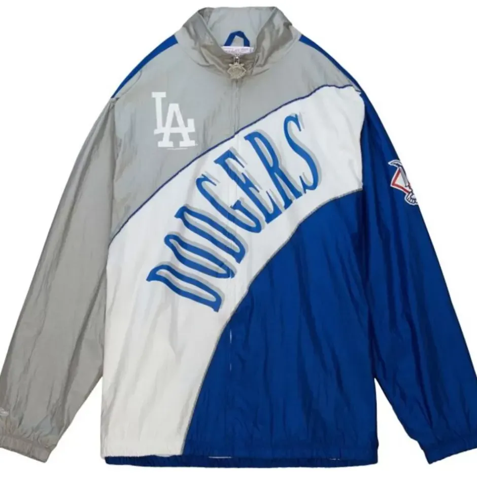 Men Mitchell & Ness Jackets & Outerwear-Arched Retro Lined Windbreaker Los Angeles Dodgers