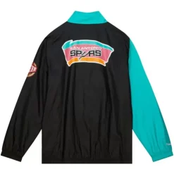 Men Mitchell & Ness Jackets & Outerwear-Arched Retro Lined Windbreaker San Antonio Spurs