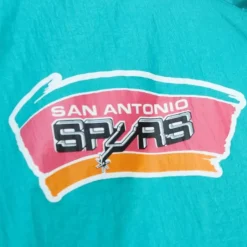 Men Mitchell & Ness Jackets & Outerwear-Arched Retro Lined Windbreaker San Antonio Spurs