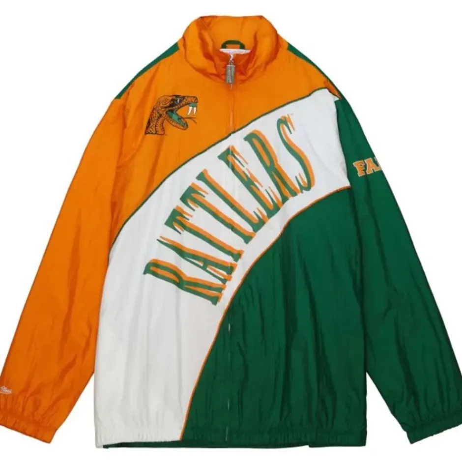 Men Mitchell & Ness Jackets & Outerwear-Arched Retro Lined Windbreaker Florida A&M University