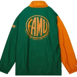 Men Mitchell & Ness Jackets & Outerwear-Arched Retro Lined Windbreaker Florida A&M University