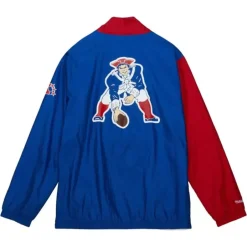 Men Mitchell & Ness Jackets & Outerwear-Arched Retro Lined Windbreaker New England Patriots