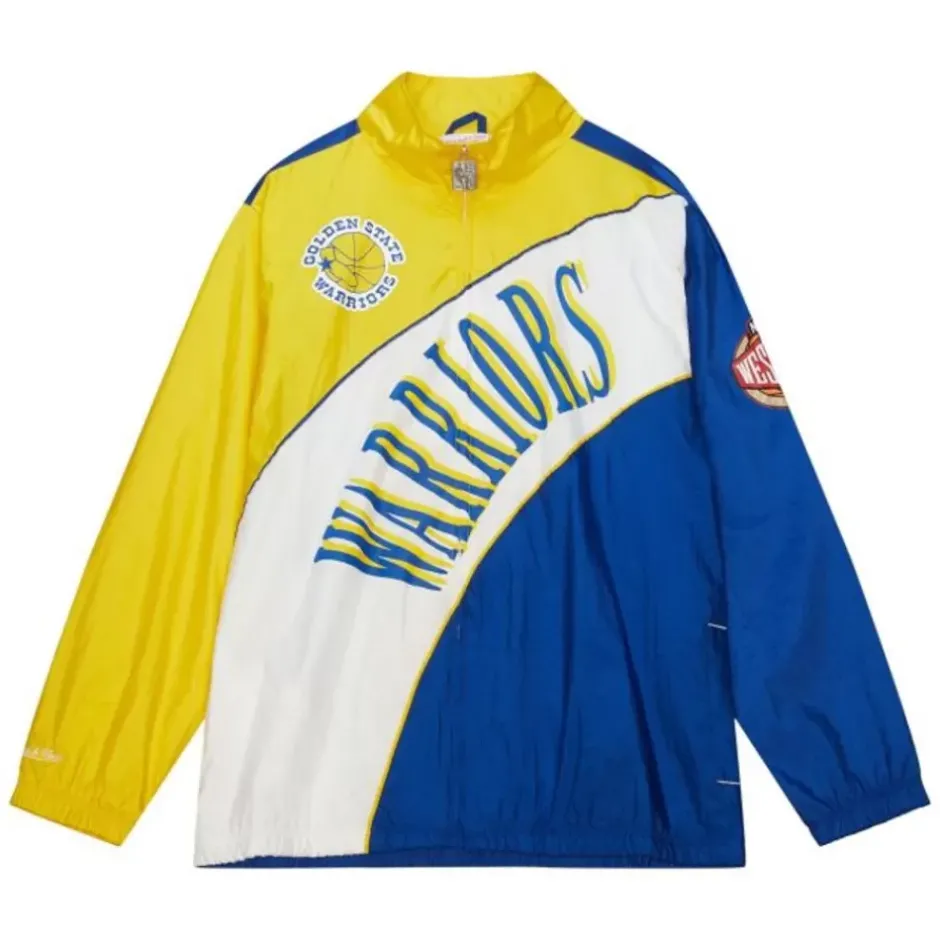 Men Mitchell & Ness Jackets & Outerwear-Arched Retro Lined Windbreaker Golden State Warriors