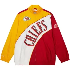 Men Mitchell & Ness Jackets & Outerwear-Arched Retro Lined Windbreaker Kansas City Chiefs