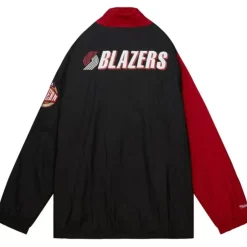 Men Mitchell & Ness Jackets & Outerwear-Arched Retro Lined Windbreaker Portland Trail Blazers