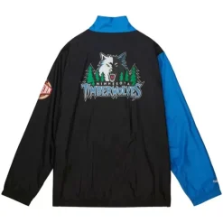 Men Mitchell & Ness Jackets & Outerwear-Arched Retro Lined Windbreaker Minnesota Timberwolves
