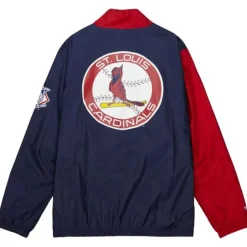 Men Mitchell & Ness Jackets & Outerwear-Arched Retro Lined Windbreaker St. Louis Cardinals