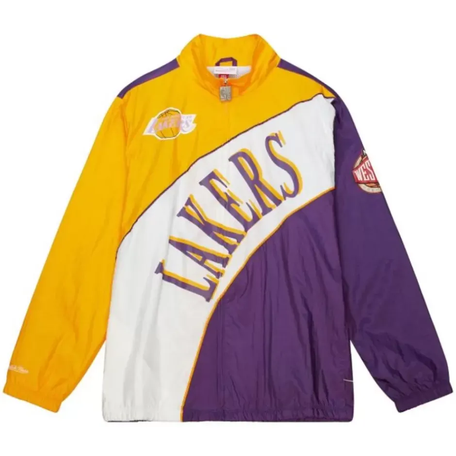 Men Mitchell & Ness Jackets & Outerwear-Arched Retro Lined Windbreaker Los Angeles Lakers