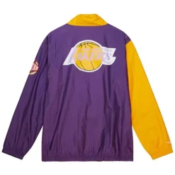 Men Mitchell & Ness Jackets & Outerwear-Arched Retro Lined Windbreaker Los Angeles Lakers