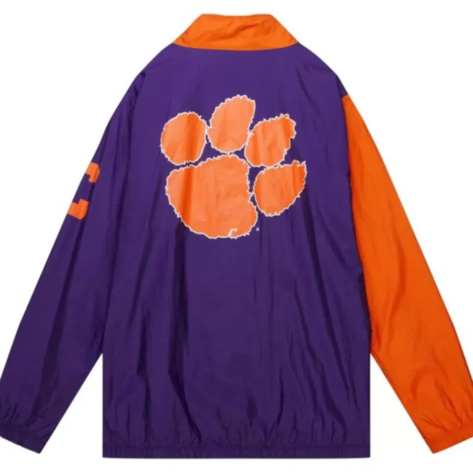 Men Mitchell & Ness Jackets & Outerwear-Arched Retro Lined Windbreaker Clemson University
