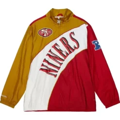 Men Mitchell & Ness Jackets & Outerwear-Arched Retro Lined Windbreaker San Francisco 49Ers