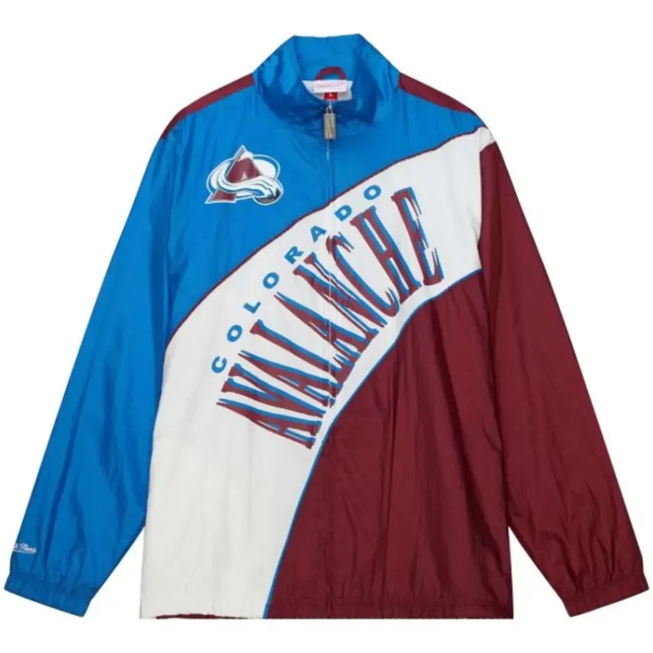 Men Mitchell & Ness Jackets & Outerwear-Arched Retro Lined Windbreaker Colorado Avalanche