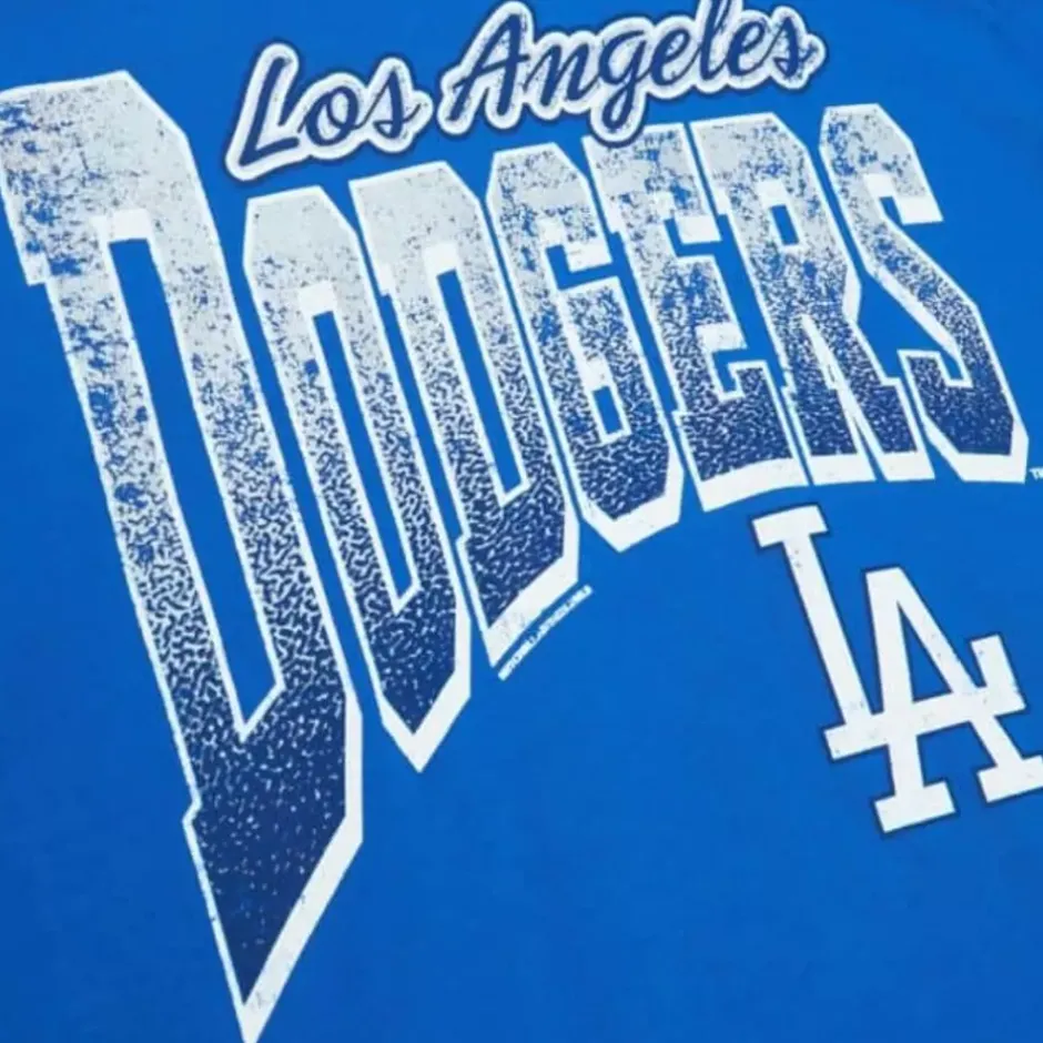 Men Mitchell & Ness T-Shirts & Tops-Arched Vintage Logo Tee Los Angeles Dodgers