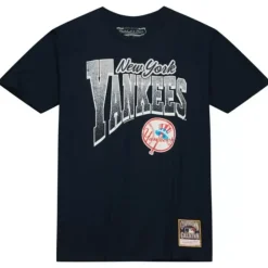 Men Mitchell & Ness T-Shirts & Tops-Arched Vintage Logo Tee New York Yankees