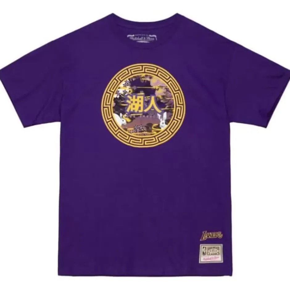 Men Mitchell & Ness T-Shirts & Tops-Asian Heritage Ss Tee 5.0 Los Angeles Lakers