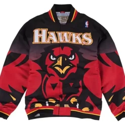 Men Mitchell & Ness Jackets & Outerwear-Authentic Atlanta Hawks 1995-96 Warm Up Jacket