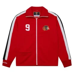 Men Mitchell & Ness Jackets & Outerwear-Authentic Bobby Hull Chicago Blackhawks 1971 Warm Up Jacket