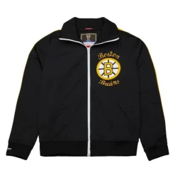 Men Mitchell & Ness Jackets & Outerwear-Authentic Boston Bruins 1984 Warm Up Jacket