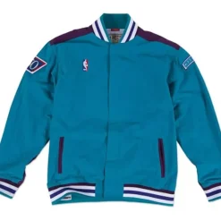 Men Mitchell & Ness Jackets & Outerwear-Authentic Charlotte Hornets 1996-97 Warm Up Jacket