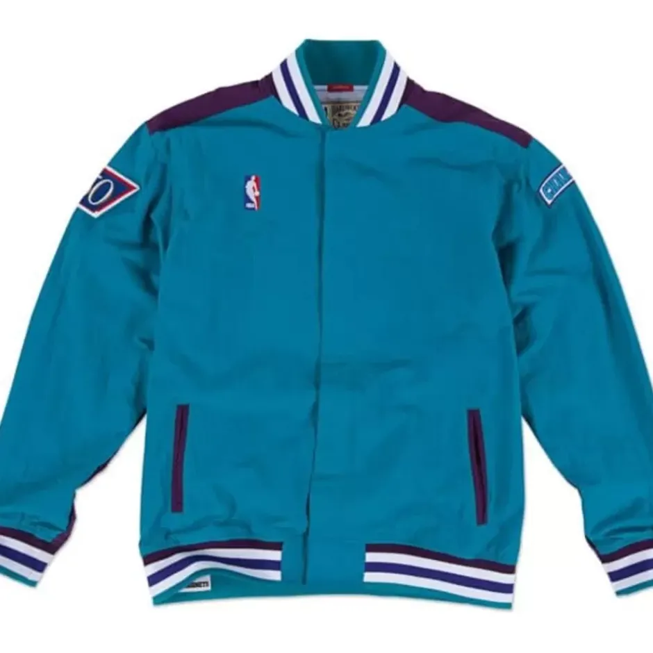 Men Mitchell & Ness Jackets & Outerwear-Authentic Charlotte Hornets 1996-97 Warm Up Jacket