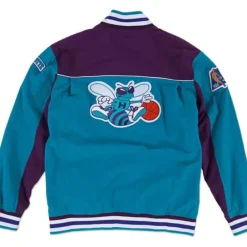 Men Mitchell & Ness Jackets & Outerwear-Authentic Charlotte Hornets 1996-97 Warm Up Jacket