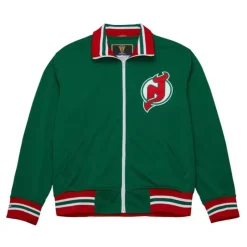 Men Mitchell & Ness Jackets & Outerwear-Authentic New Jersey Devils 1984 Warm Up Jacket
