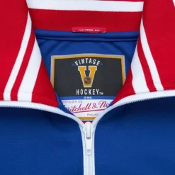 Men Mitchell & Ness Jackets & Outerwear-Authentic New York Rangers 1977 Warm Up Jacket