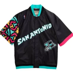 Men Mitchell & Ness Jackets & Outerwear-Authentic San Antonio Spurs 1995-96 Warm Up Jacket