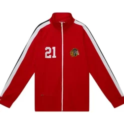 Men Mitchell & Ness Jackets & Outerwear-Authentic Stan Mikita Chicago Blackhawks 1971 Warm Up Jacket