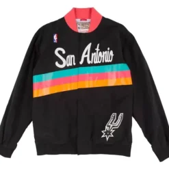 Men Mitchell & Ness Jackets & Outerwear-Authentic Warm Up Jacket San Antonio Spurs 1994-95