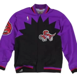 Men Mitchell & Ness Jackets & Outerwear-Authentic Warm Up Jacket Toronto Raptors 1995-96