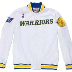 Men Mitchell & Ness Jackets & Outerwear-Authentic Warm Up Jacket Golden State Warriors 1996-97