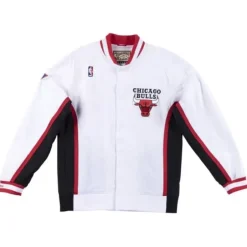Men Mitchell & Ness Jackets & Outerwear-Authentic Warm Up Jacket Chicago Bulls 1996-97