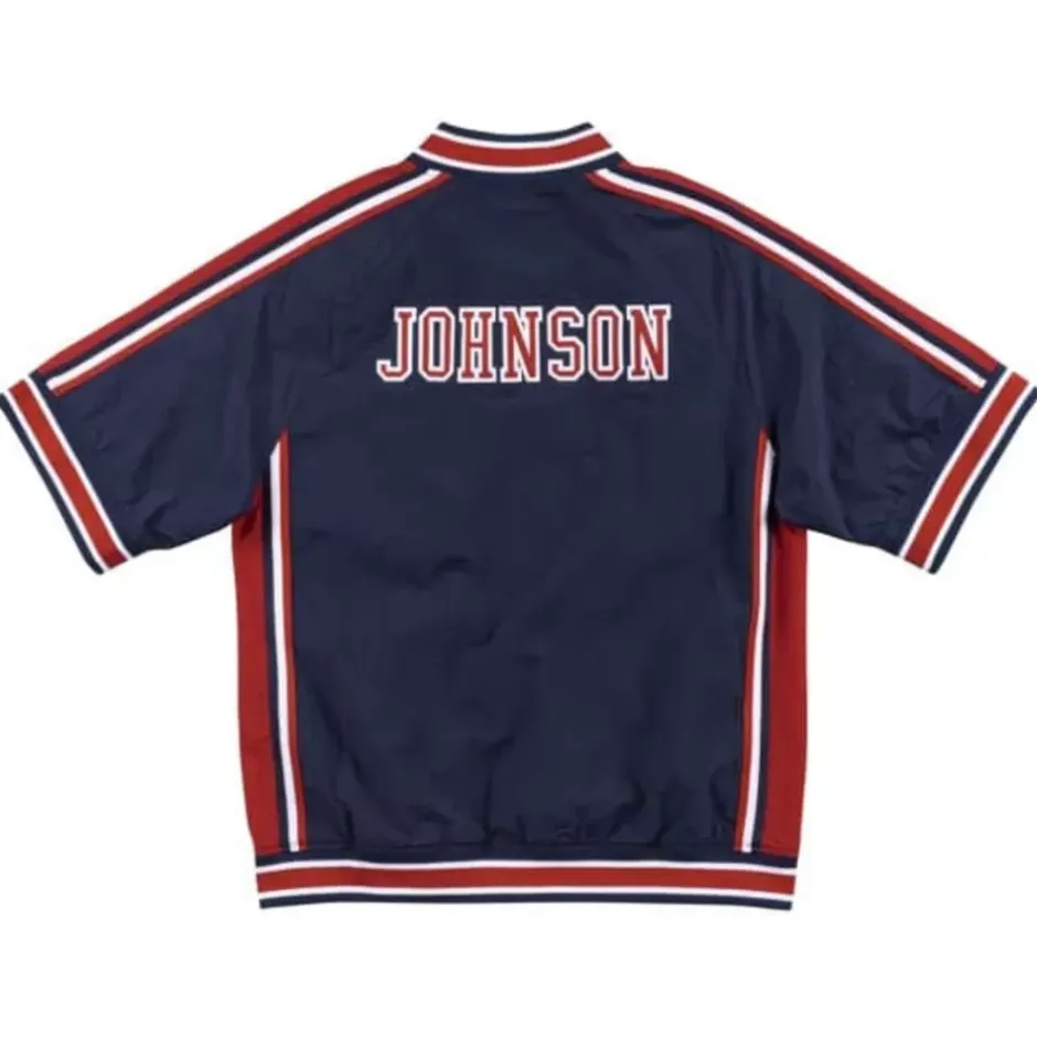 Men Mitchell & Ness Jackets & Outerwear-Authentic Warm Up Jacket Team Usa 1992 Magic Johnson
