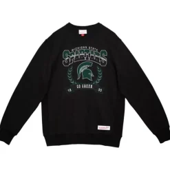 Men Mitchell & Ness Hoodies & Sweatshirts-Baseline Crew Michigan State University