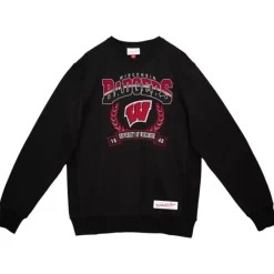 Men Mitchell & Ness Hoodies & Sweatshirts-Baseline Crew University Of Wisconsin - Madison