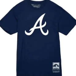 Men Mitchell & Ness T-Shirts & Tops-Basic Logo 1 Tee Atlanta Braves