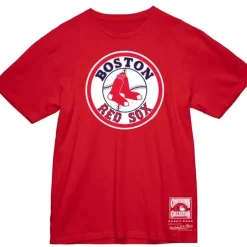 Men Mitchell & Ness T-Shirts & Tops-Basic Logo 2 Tee Boston Red Sox