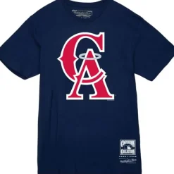 Men Mitchell & Ness T-Shirts & Tops-Basic Logo 1 Tee California Angels