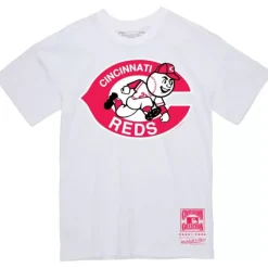 Men Mitchell & Ness T-Shirts & Tops-Basic Logo 2 Tee Cincinnati Reds