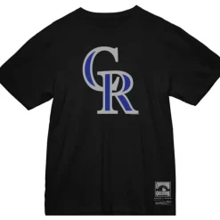 Men Mitchell & Ness T-Shirts & Tops-Basic Logo 2 Tee Colorado Rockies