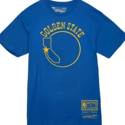 Men Mitchell & Ness T-Shirts & Tops-Basic Logo 9 Tee Golden State Warriors